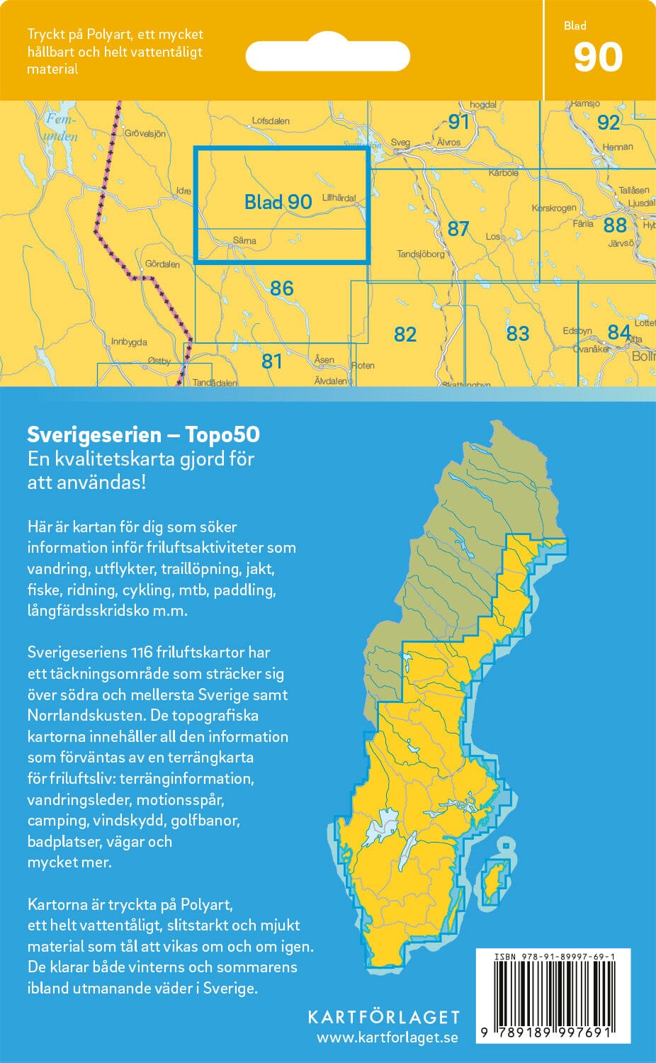Carte topographique n° 90 - Lillhärdal (Suède) | Norstedts - Sverigeserien carte pliée Norstedts 