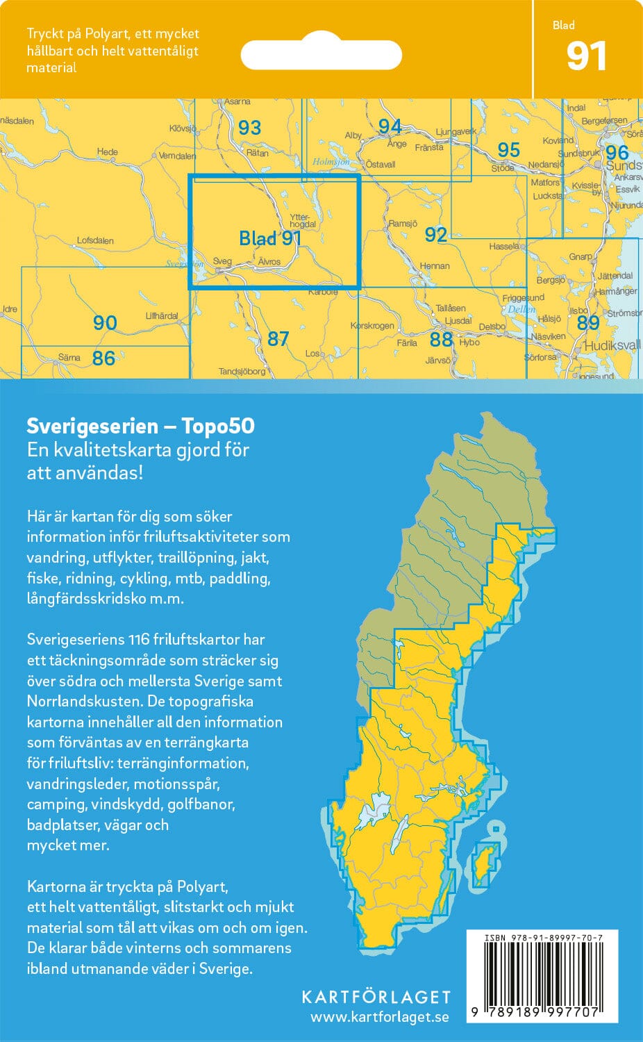 Carte topographique n° 91 - Ytterhogdal (Suède) | Norstedts - Sverigeserien carte pliée Norstedts 