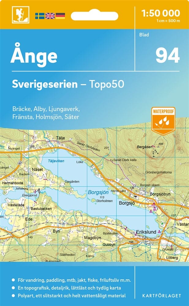 Carte topographique n° 94 - Ånge (Suède) | Norstedts - Sverigeserien carte pliée Norstedts 