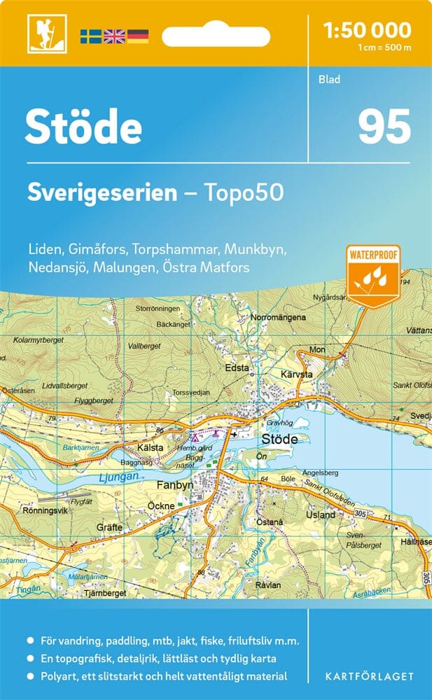 Carte topographique n° 95 - Stöde (Suède) | Norstedts - Sverigeserien carte pliée Norstedts 