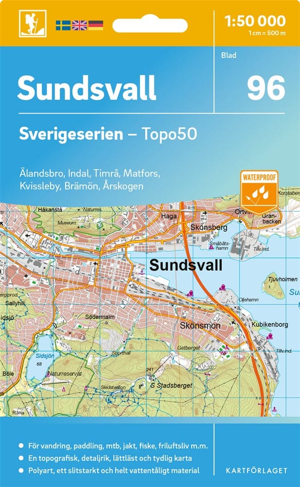 Carte topographique n° 96 - Sundsvall (Suède) | Norstedts - Sverigeserien carte pliée Norstedts 