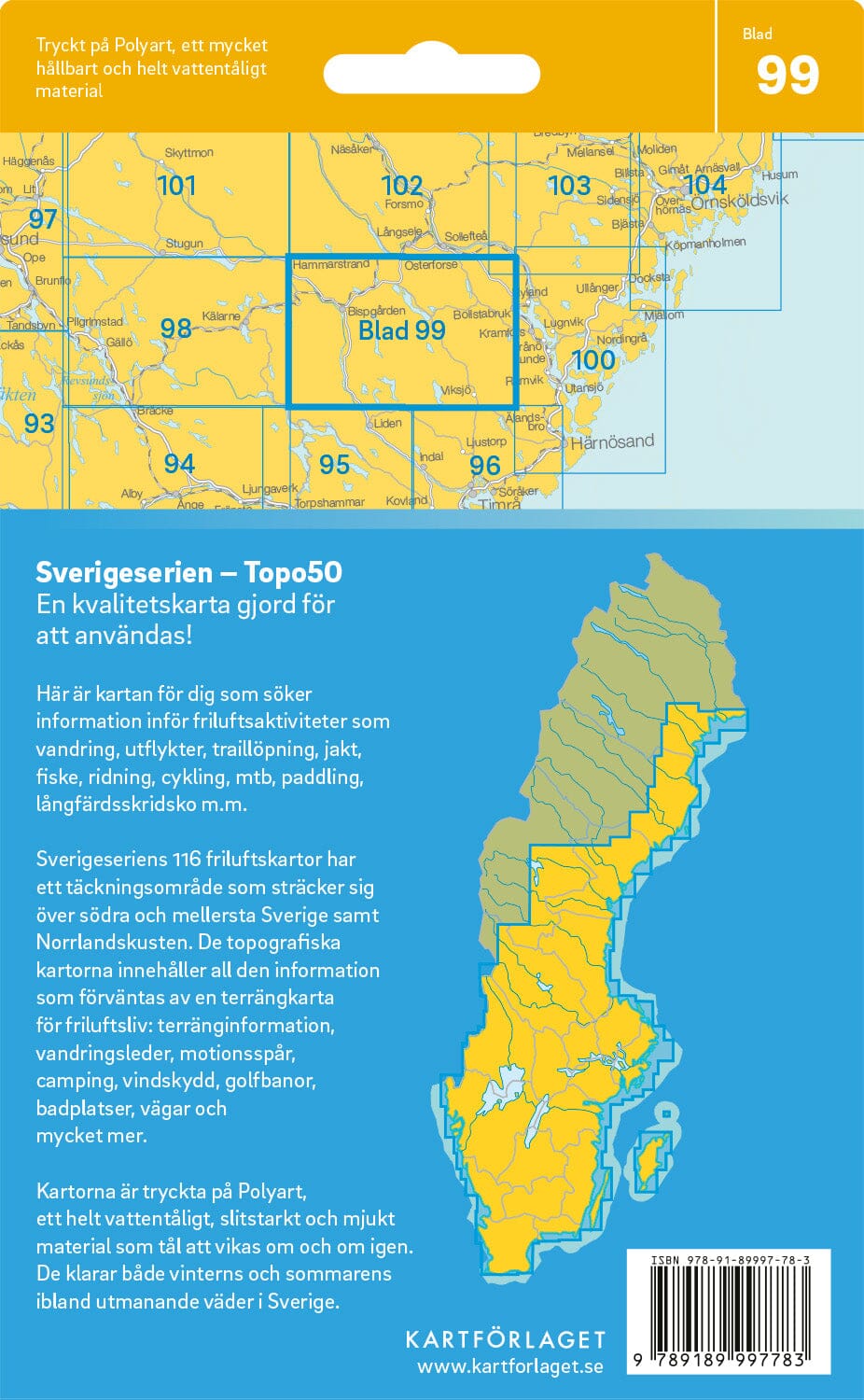 Carte topographique n° 99 - Bispgården (Suède) | Norstedts - Sverigeserien carte pliée Norstedts 