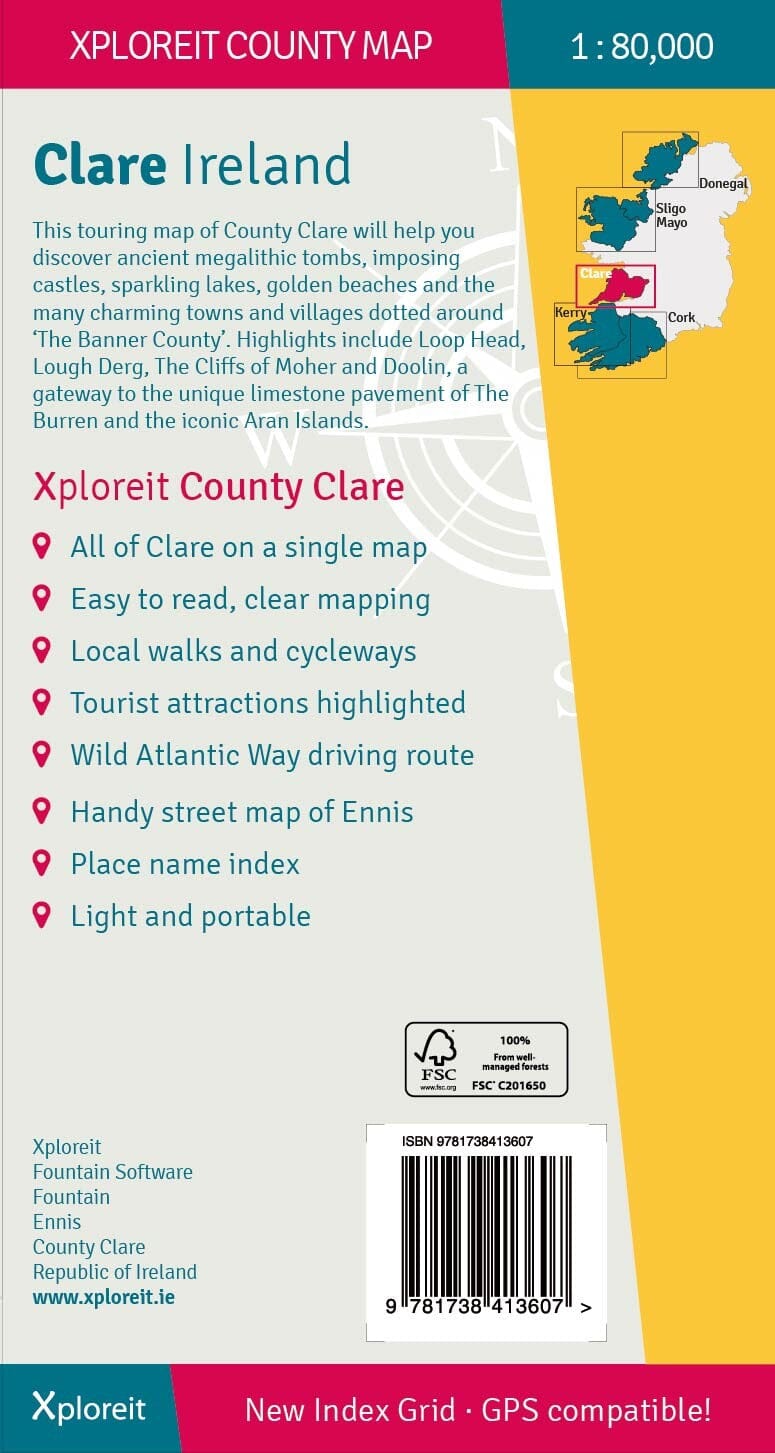 Carte touristique - Comté de Clare (Irlande) | Xploreit carte pliée Xploreit 