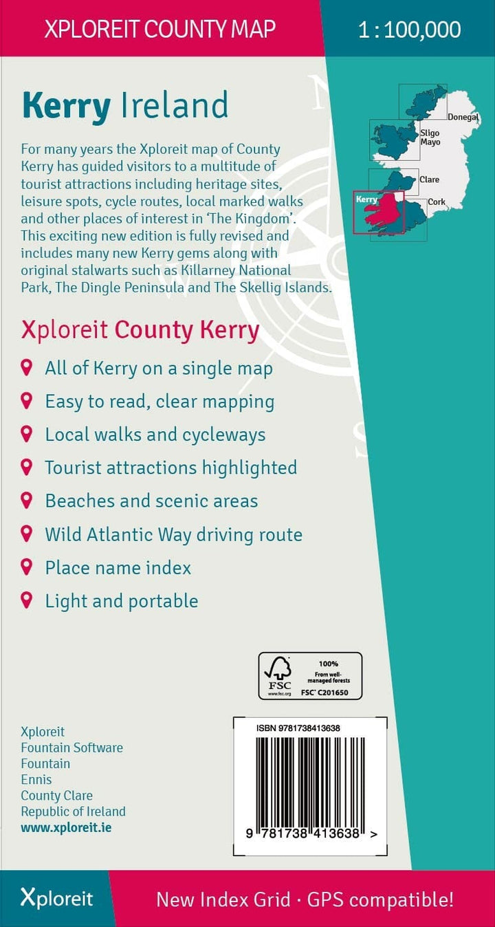 Carte touristique - Comté de Kerry (Irlande) | Xploreit carte pliée Xploreit 