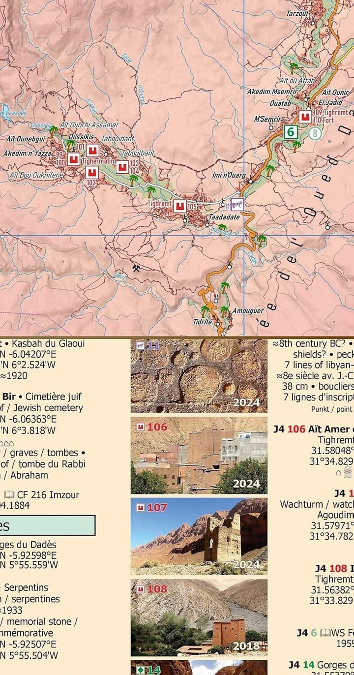 Carte touristique N10 - Aït Bouguemez, MSemrir, Boumalne Dadès, Kelaa MGouna (Maroc) | Huber carte pliée Huber 
