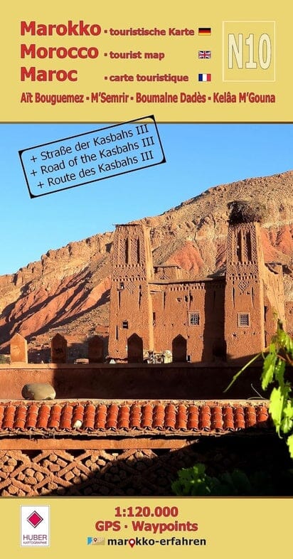 Carte touristique N10 - Aït Bouguemez, MSemrir, Boumalne Dadès, Kelaa MGouna (Maroc) | Huber carte pliée Huber 
