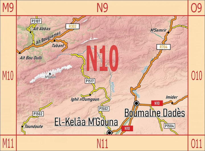 Carte touristique N10 - Aït Bouguemez, MSemrir, Boumalne Dadès, Kelaa MGouna (Maroc) | Huber carte pliée Huber 