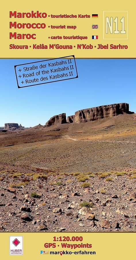 Carte touristique N11 - Skoura, Kelâa M’Gouna, N’Kob, Jbel Sarhro + Route des Kasbahs II (Maroc) | Huber carte pliée Huber 