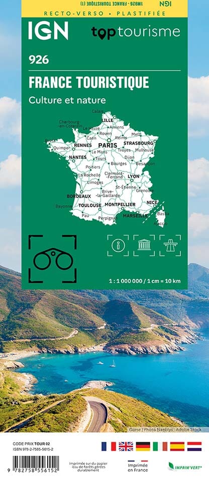 Carte touristique plastifiée (culture et nature) - France | IGN carte pliée IGN 