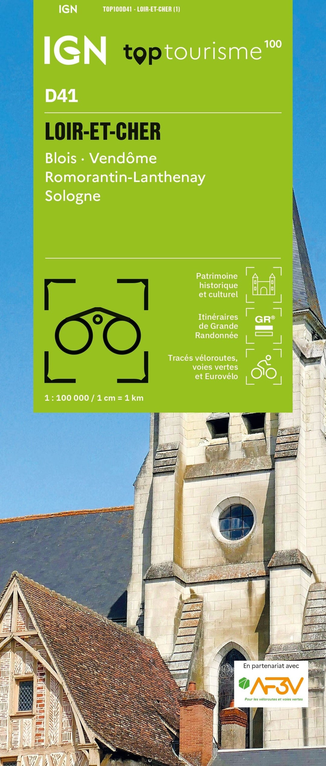Carte touristique TOP100 D41 - Loir-et-Cher : Blois, Vendôme, Romorantin, Sologne | IGN carte pliée IGN 