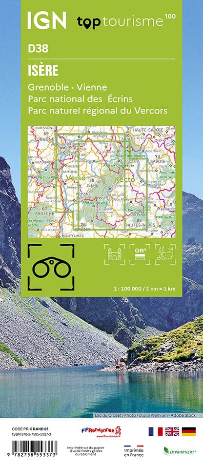 Carte touristique TOP100D38 - Isère | IGN carte pliée IGN 