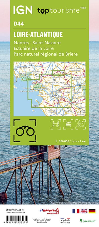 Carte touristique TOP100D44 - Loire-Atlantique | IGN carte pliée IGN 