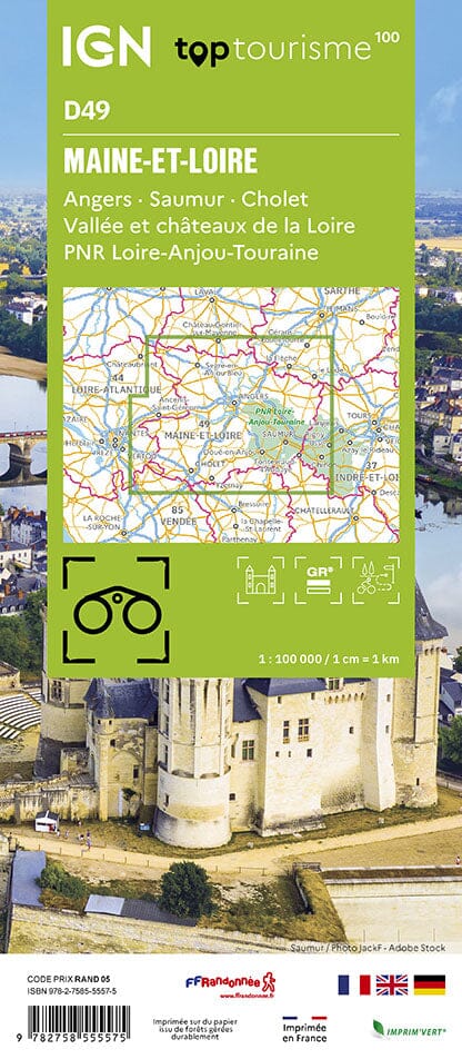 Carte touristique TOP100D49 - Maine-et-Loire | IGN carte pliée IGN 