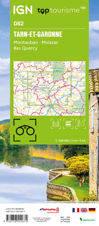 Carte touristique TOP100D82 - Tarn & Garonne | IGN carte pliée IGN 