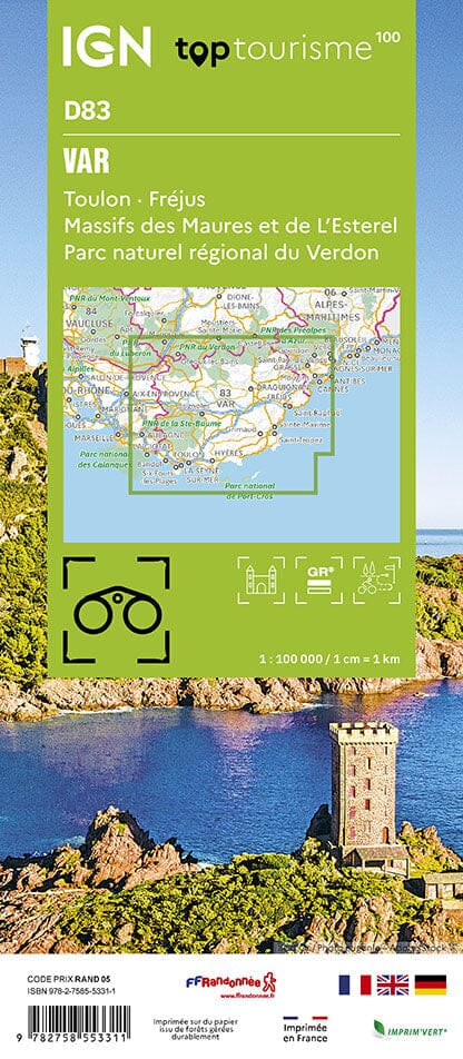Carte touristique TOP100D83 - Var | IGN carte pliée IGN 