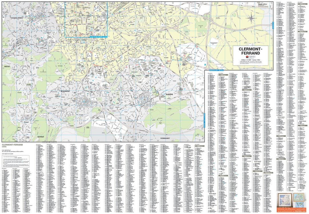 Clermont-Ferrand, Puy-de-Dôme - Plan de ville | Blay Foldex carte pliée Blay Foldex 