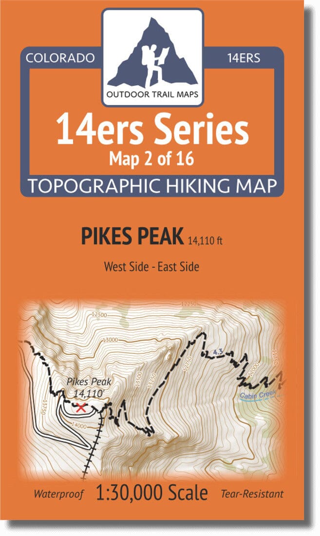 Colorado 14ers Map Series 2 of 16 - Pikes Peak (East and West) | Outdoor Trail Maps LLC carte pliée Outdoor Trail Maps LLC 