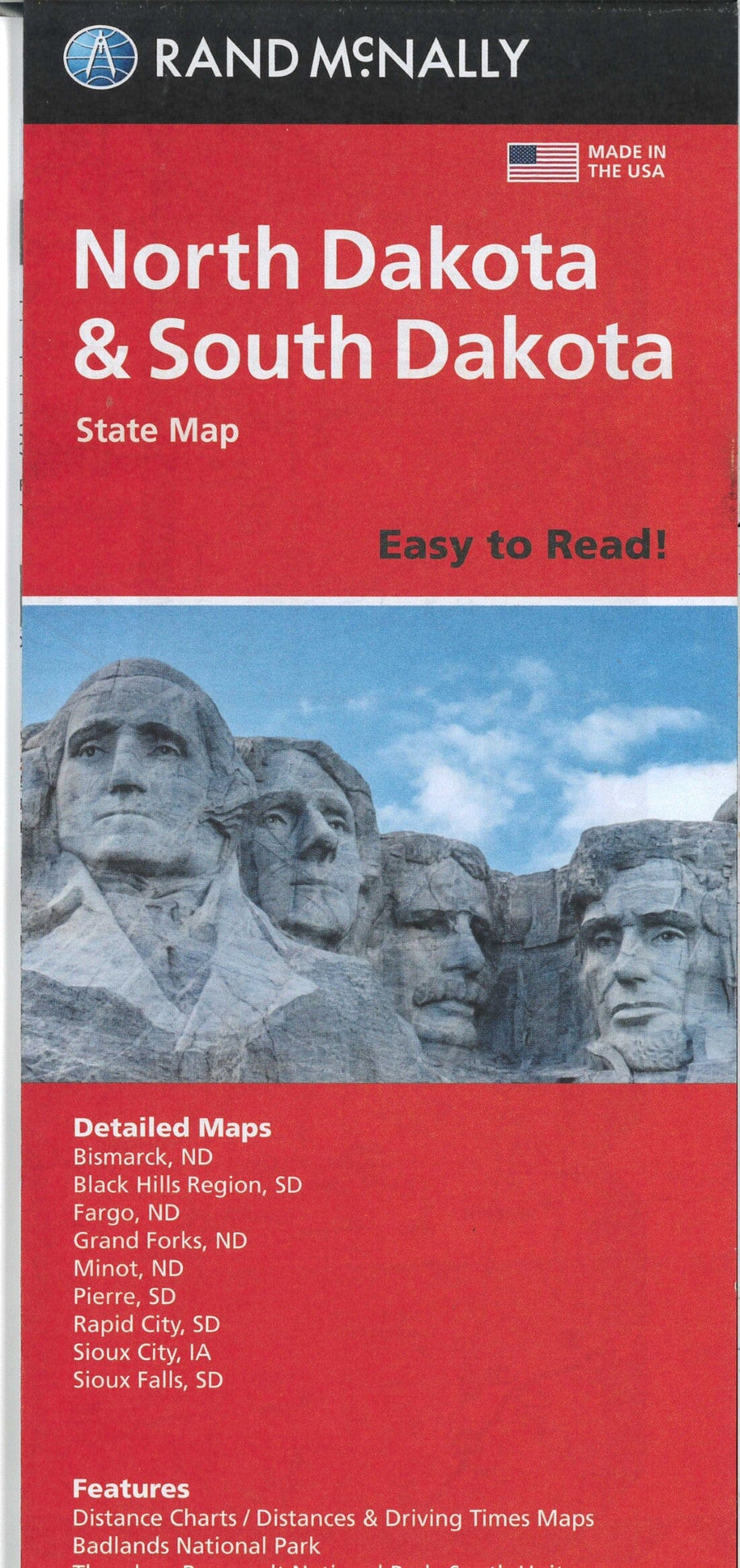 Dakota du Nord et Dakota du Sud, carte facile à lire | Rand McNally carte pliée Rand McNally 