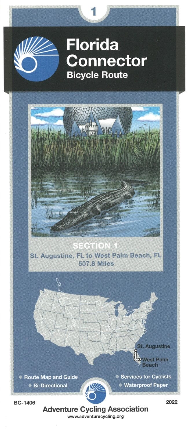 Florida Connector - Bike Route Map Section 1 | Adventure Cycling Association carte pliée Adventure Cycling Association 