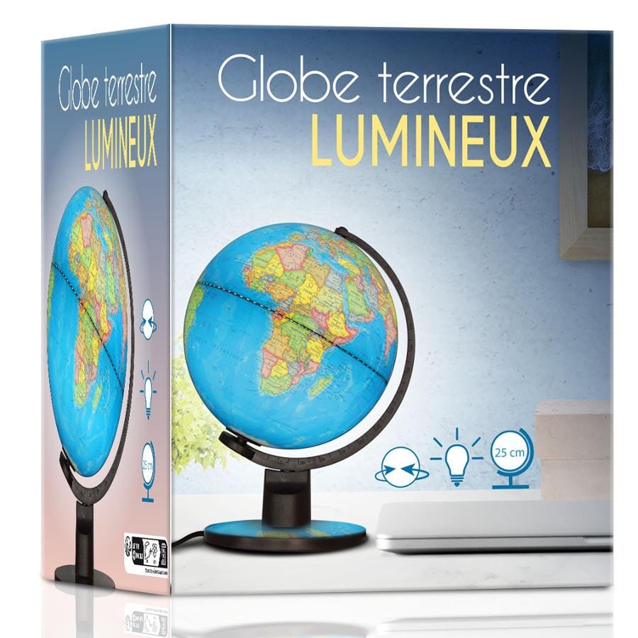 Globe terrestre tournant et lumineux de diamètre 25 cm (en français) globe Cartotheque Egg 