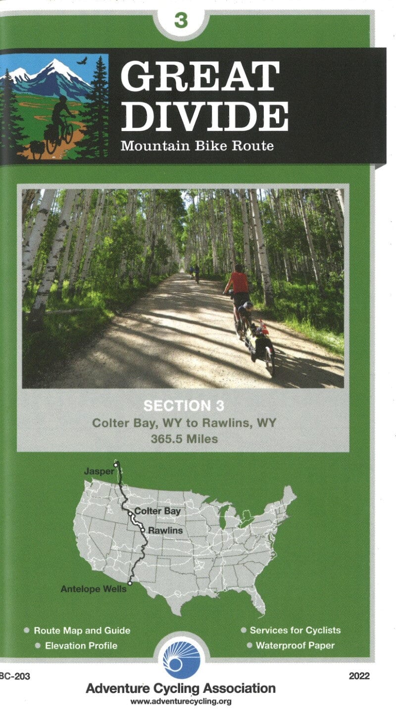 Great Divide Mountain Bike Route n° 3 - South Pass City, Wyoming - Silverthorne, Colorado (404 miles) | Adventure Cycling Association carte pliée Adventure Cycling Association 