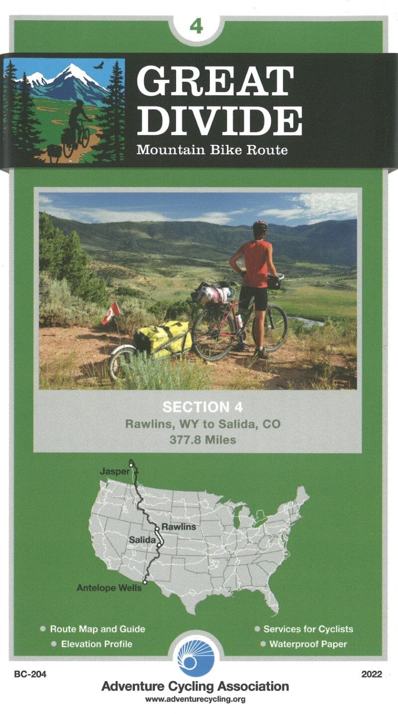 Great Divide Mountain Bike Route n° 4 -Silverthorne, Colorado - Platoro, Colorado (317 miles) | Adventure Cycling Association carte pliée Adventure Cycling Association 