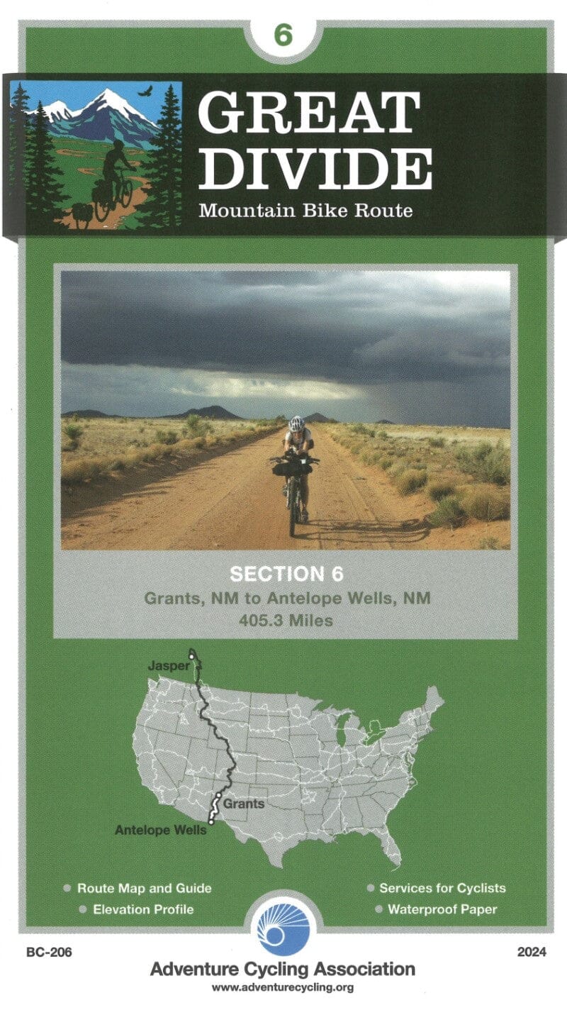 Great Divide Mountain Bike Route n° 6 - Pie Town, New Mexico - Antelope Wells, New Mexico (308 miles) | Adventure Cycling Association carte pliée Adventure Cycling Association 