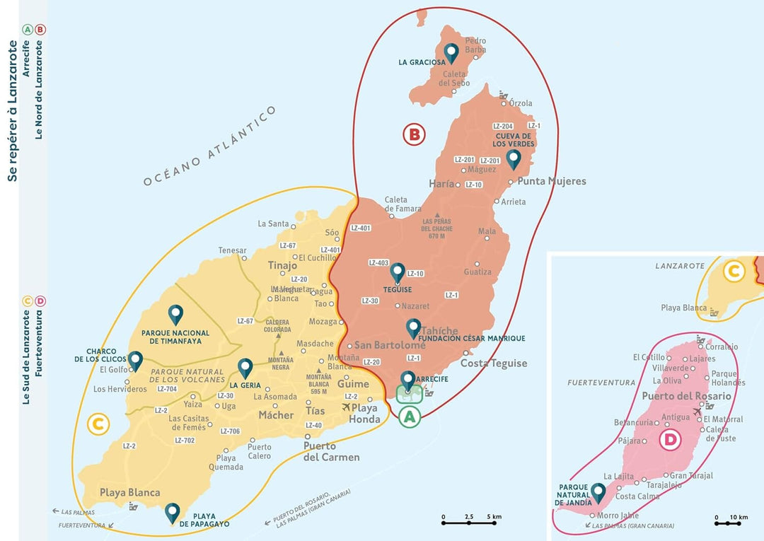 Guide de poche - Lanzarote et Fuerteventura | Cartoville guide de voyage Gallimard 