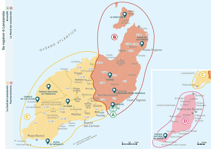 Guide de poche - Lanzarote et Fuerteventura | Cartoville guide de voyage Gallimard 