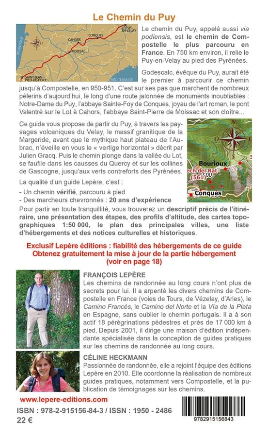 Guide de randonnée - Chemins de Compostelle : le Chemin du Puy-en-Velay | Lepère Éditions guide de randonnée Lepère Éditions 
