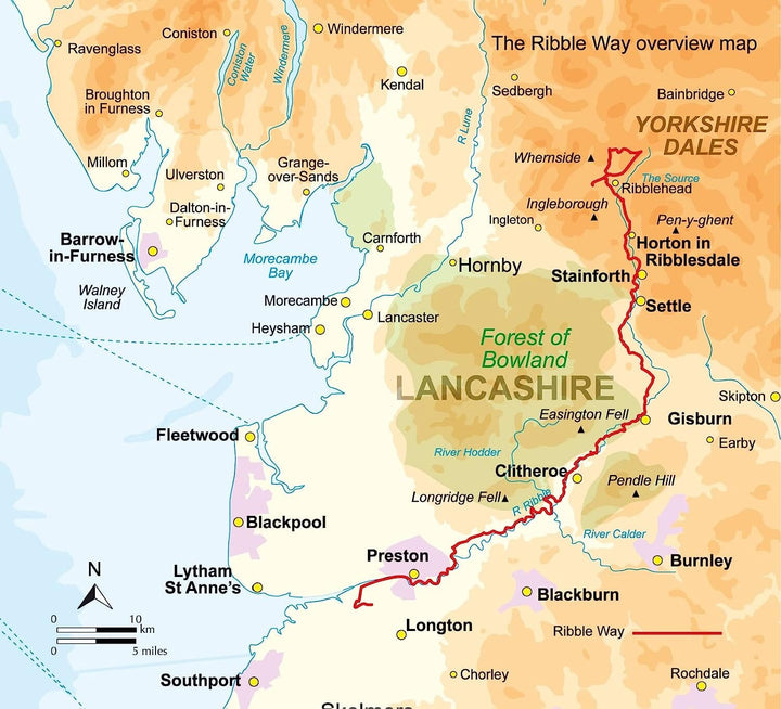 Guide de randonnées (en anglais) - the Ribble Way: A one-week walk across Lancashire into Yorkshire from Preston to the source | Cicerone guide de randonnée Cicerone 