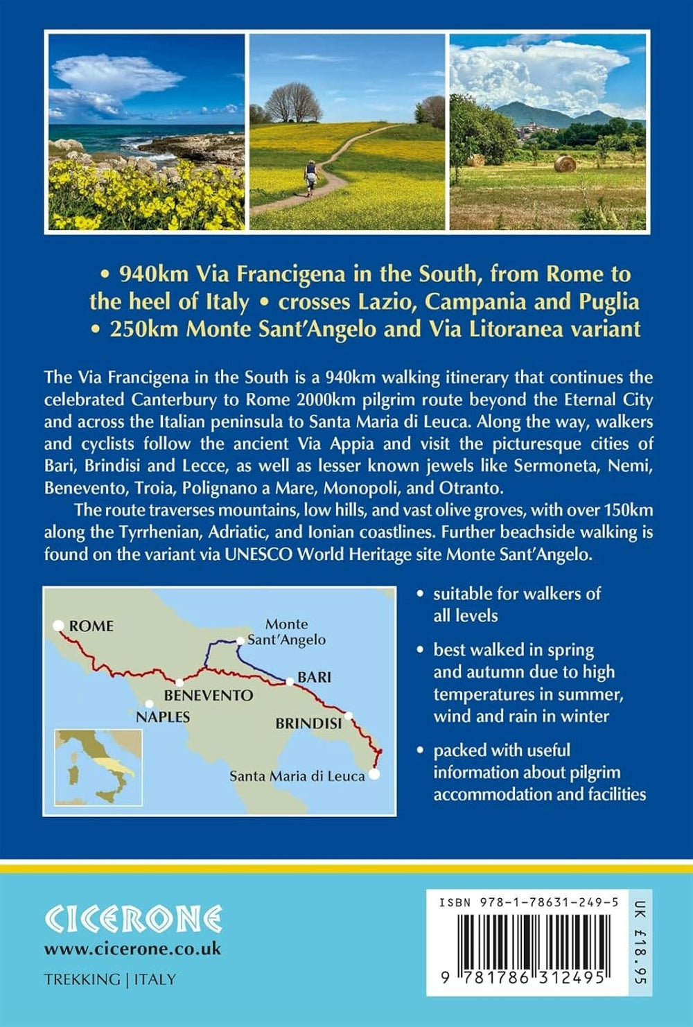 Guide de randonnées (en anglais) - Via Francigena : Rome to Monte Sant'angelo, Bari and Santa Maria Di Leuca, Part 4 | Cicerone guide de randonnée Cicerone 