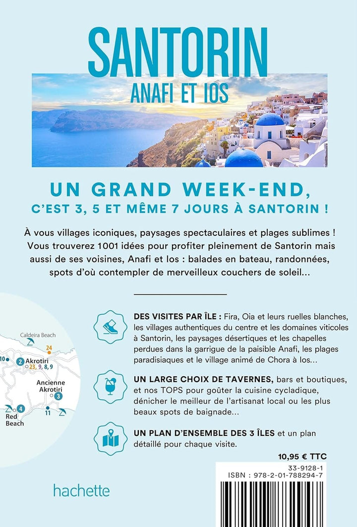 Guide de voyage de poche - Un Grand Week-end à Santorin, Anafi et Ios - Édition 2024 | Hachette guide de voyage Hachette 