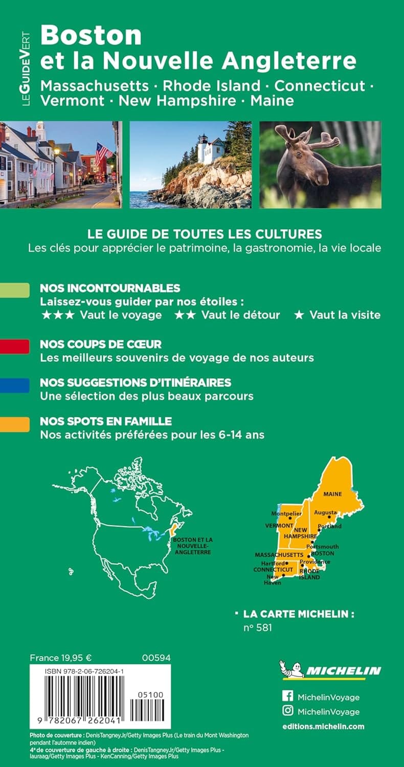 Guide Vert - Boston et la Nouvelle Angleterre - Édition 2024 | Michelin guide de voyage Michelin 