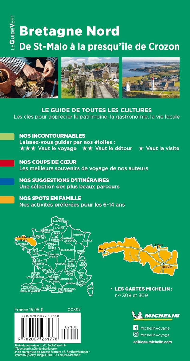 Guide Vert - Bretagne Nord, De Saint-Malo à la presqu'île de Crozon - Édition 2024 | Michelin guide de voyage Michelin 