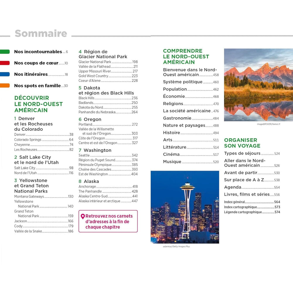 Guide Vert - Nord-Ouest américain - De Denver à Seattle, Yellowstone, Rocheuses, Oregon, Alaska - Édition 2024 | Michelin guide de voyage Michelin 