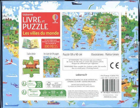 Livre et Puzzle 300 pièces - Les villes du monde | Usborne puzzle Interforum 