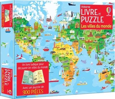 Livre et Puzzle 300 pièces - Les villes du monde | Usborne puzzle Interforum 