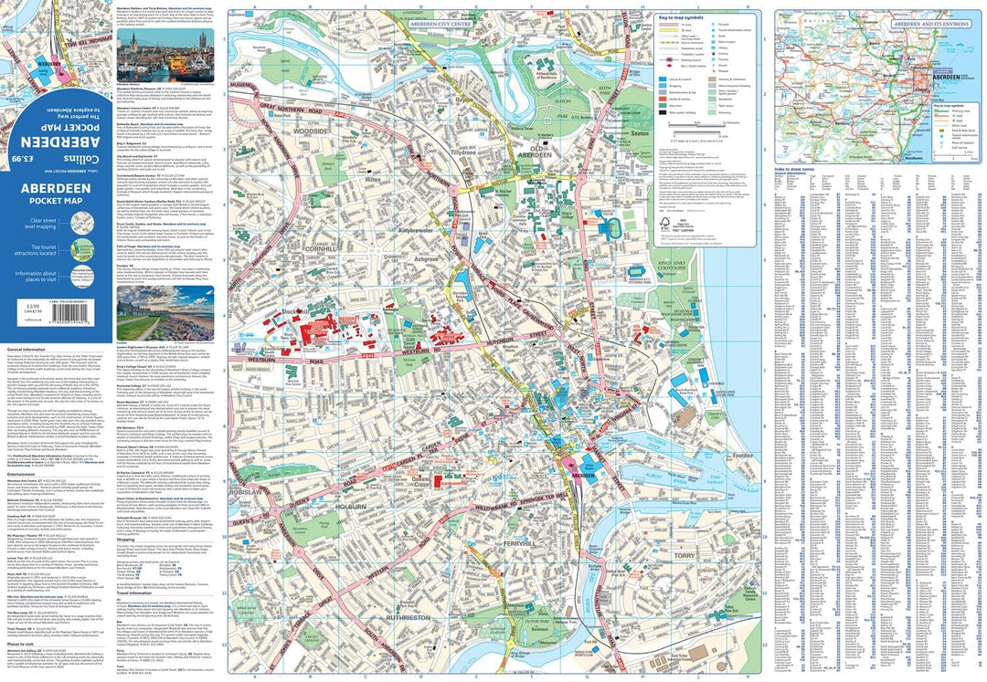 Plan de poche - Aberdeen (Écosse) | Collins carte pliée Collins 