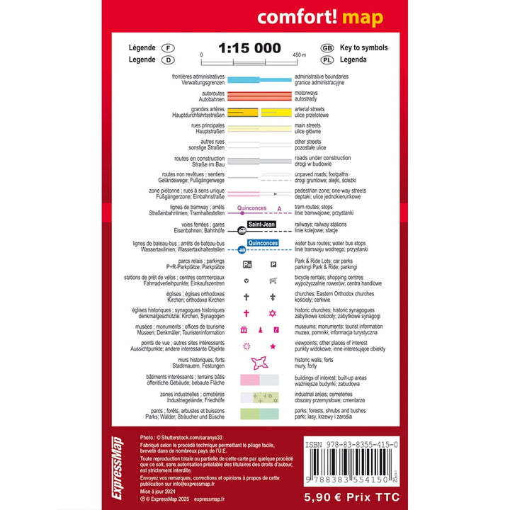 Plan de poche plastifié - Bordeaux mini | Express Map carte pliée Express Map 
