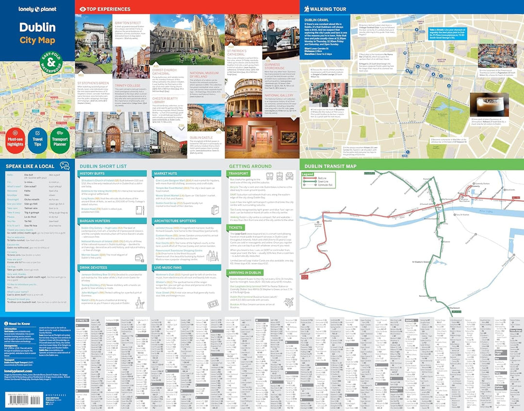 Plan de ville (en anglais) - Dublin | Lonely Planet carte pliée Lonely Planet EN 