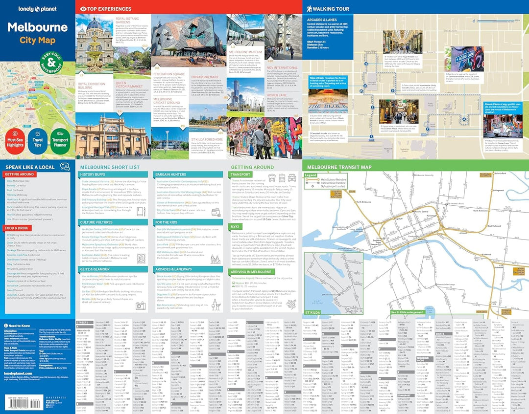 Plan de ville (en anglais) - Melbourne | Lonely Planet carte pliée Lonely Planet EN 