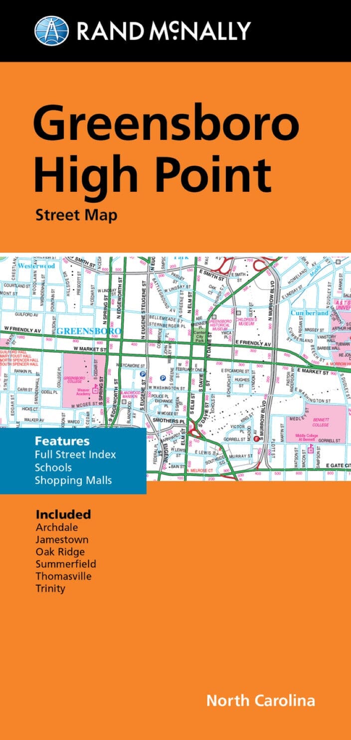 Plan de ville - Greensboro et High Point (Caroline du Nord) | Rand McNally carte pliée Rand McNally 