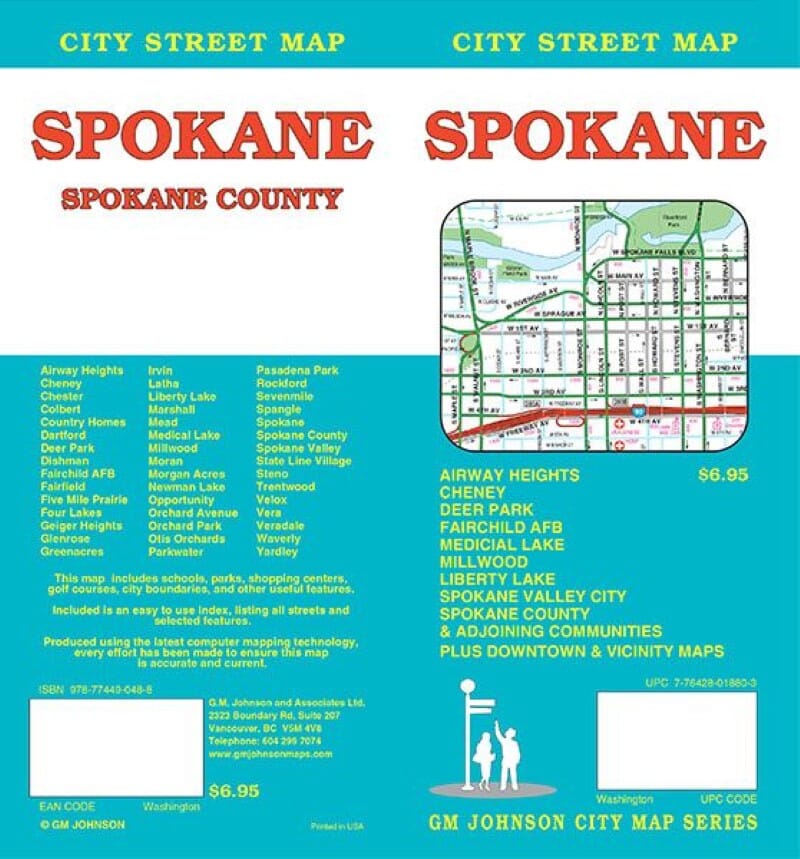 Plan de ville - Spokane & Spokane County (Washington) | GM Johnson carte pliée GM Johnson 