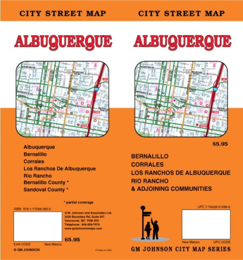 Plan des rues - Albuquerque (Nouveau Mexique) | GM Johnson carte pliée GM Johnson 