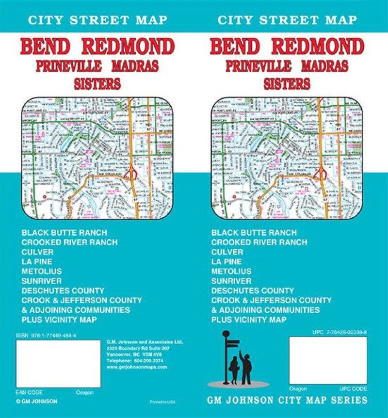 Plan des rues - Bend, Redmond , Prineville, Madras, Sisters (Oregon) | GM Johnson carte pliée GM Johnson 