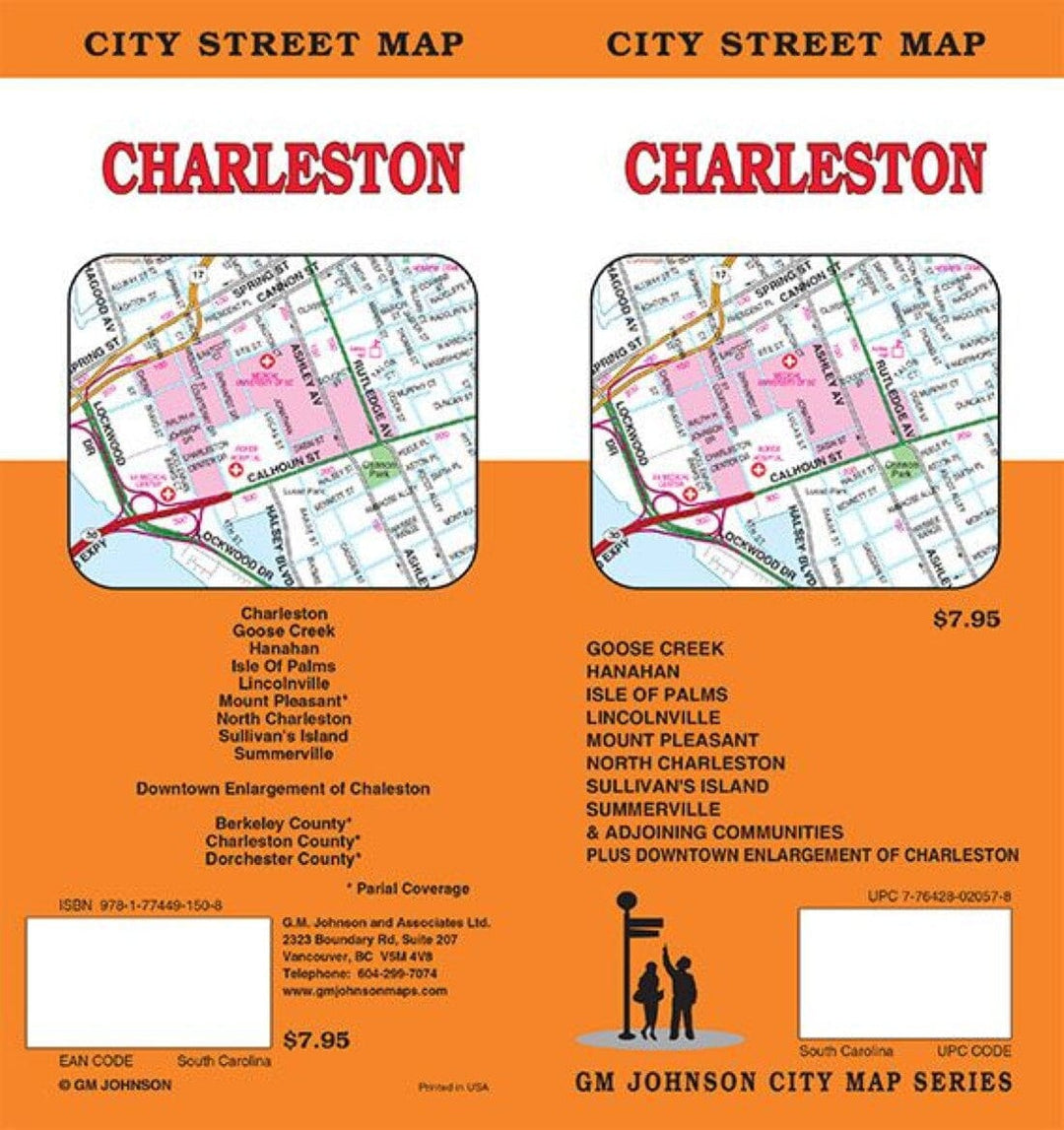 Plan des rues - Charleston, Caroline du Sud | GM Johnson carte pliée GM Johnson 