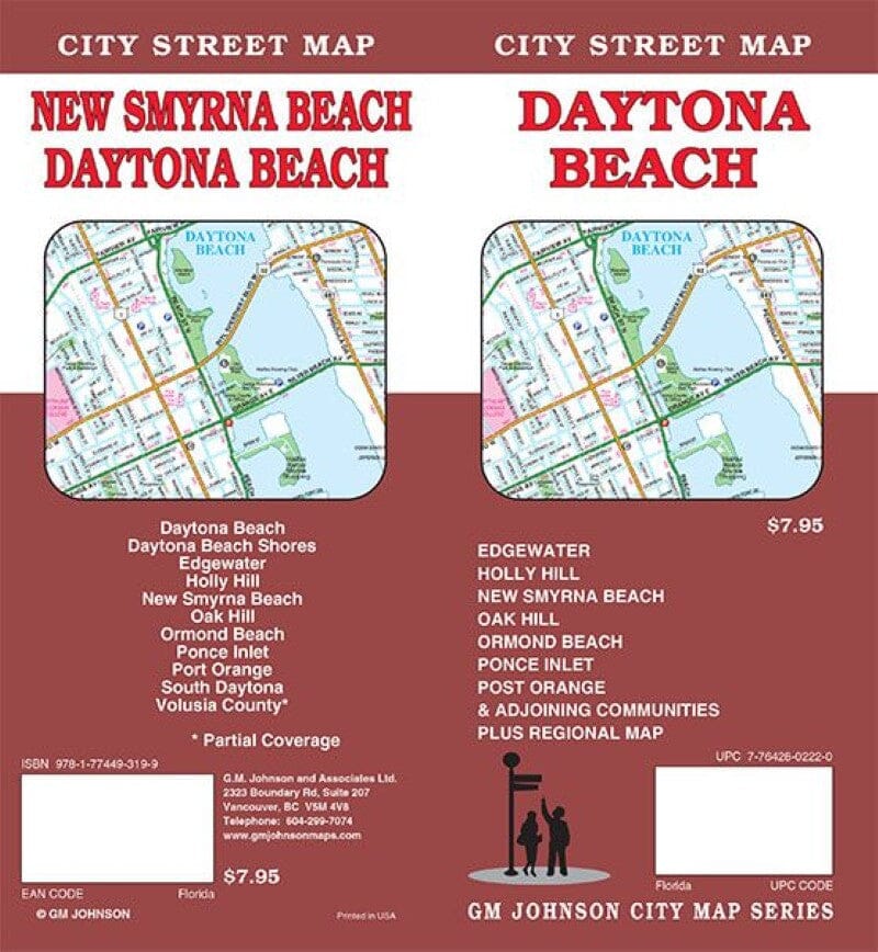 Plan des rues - Daytona Beach, New Smyrna Beach (Floride) | GM Johnson carte pliée GM Johnson 