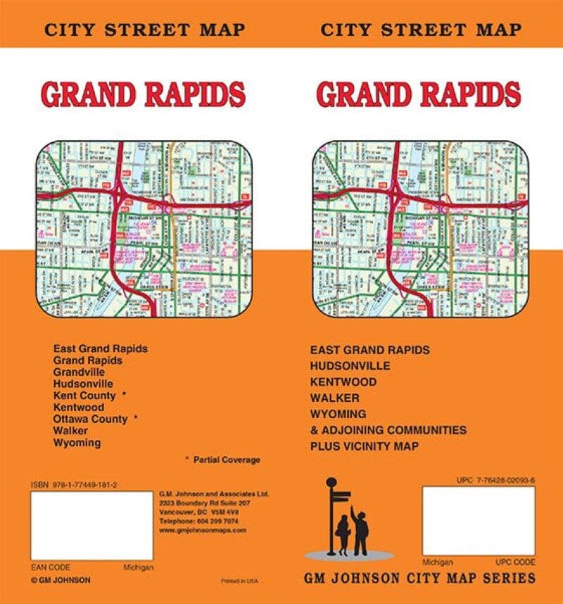 Plan des rues - Grand Rapids | GM Johnson carte pliée GM Johnson 