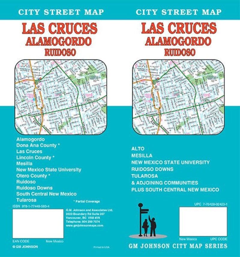 Plan des rues - Las Cruces, Alamagordo, Ruidoso | GM Johnson carte pliée GM Johnson 